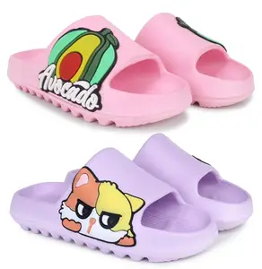 Pampy Angel Combo Pack of 2 Slipper/Flip Flops/Slides for Women,(T-Acado-Pink,Pika-Purple),39 (Euro)