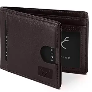 AL FASCINO Pull tab Wallet Minimalist Mens Wallet Genuine Leather Wallet Mens Wallets RFID Wallet for Men lbifold Wallet 5 Card Slots l Brown Wallet for Women