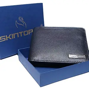 Skintoper Genuine Leather Premium Black Men Wallet with Secret Compartment