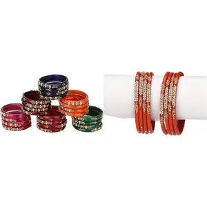 Somil Combo Bangles Set For Women & Girls | Multi-Color Chudi | Wedding, Festival, Daily & Occasion Use, Pack Of 32, Multicolor, Red -A83