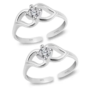 Parnika (Formerly MJ 925 CZ Embellished Solitaire Silver Toe Rings In Pure 92.5 Sterling Silver For Women | Chandi Bichiya Bichhiya | With Certificate Of Authenticity