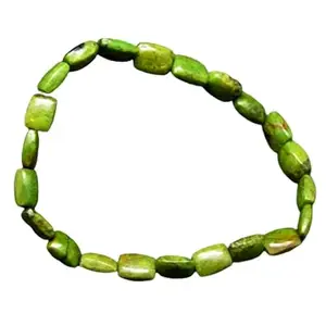 RRJEWELZ Unisex Bracelet 6x8mm Natural Gemstone Gaspeite Baguette shape Smooth cut beads 7 inch stretchable bracelet for men & women. | STBR_03396