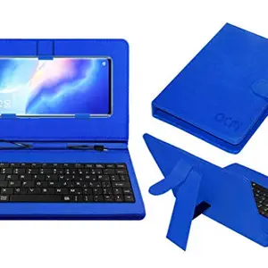 ACM Keyboard Case Compatible with Oppo Reno 5 Pro 5g Mobile Flip Cover Stand Direct Plug & Play Device for Study & Gaming Blue