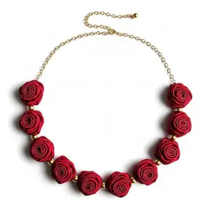 Handcrafted Red Rose Statement Multiway Tiara Headgear for girls and women can be styled as necklace, Adjustable Tiara Floral Hair Vine for Women Bridal Headband Hair Accessories Wedding Jewellery