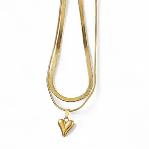 Jewels Galaxy Gold-Plated Anti Tarnish Heart Themed Layered Necklace