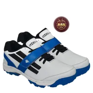 Gowin Pace White/Navy Cricket Shoes Size-4 with TR-888-R Cricket Leather Ball Alum Tanned Red