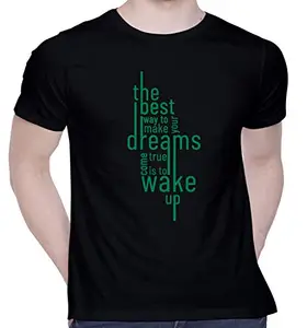 CreativiT Graphic Printed T-Shirt for Unisex Motivational Quotes Tshirt | Casual Half Sleeve Round Neck T-Shirt | 100% Cotton | D00624-33_Black_Medium