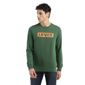 Levi's Men's Solid Green Crew Neck Sweatshirt