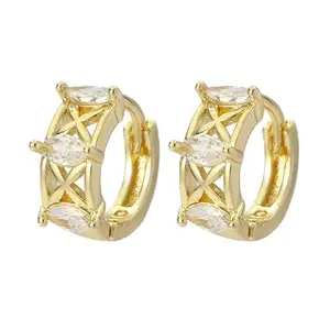 SALTY Diamond Loop Earrings for Women & Girls | Anti Tarnish | Stylish Fashion Jewellery | Ear Tops | Accessories for Girls | Minimal Jewelry | Ideal for Gifting