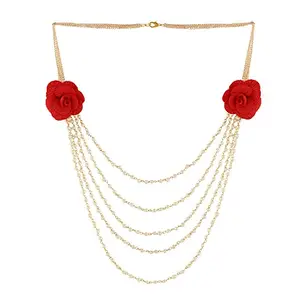 ACCESSHER lightweight red rose multistranded necklace for women