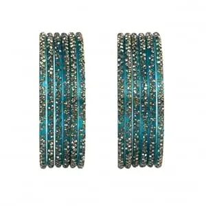 Srijman Crystal Stone Studded Bangles Set for Women – Set of 12, Multicolour, Sizes 2.4 to 2.8, Designer Traditional Chudi