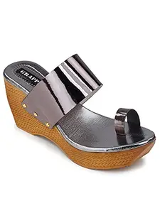 EXERTION Women GunMetal Heels (FF-D-1120-GunMetal-39)