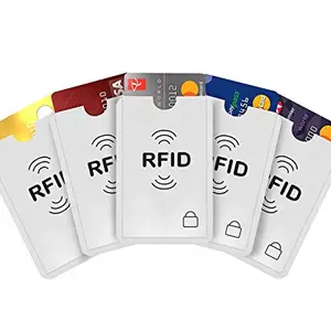 iParn Aluminium RFID Credit Debit Card Cover Sleeve Holder for Men and Women (5 Pack- Silver)