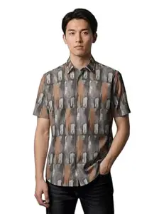 BULLMER Trendy Regular Fit Cotton Blend Printed Casual Half Sleeve Shirt for Men | Stylish Mens Casual Shirts | Shirts for Men