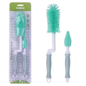 Baybee Bottle Cleaner Brush Set, Nipple Cleaner & Silicone Baby Feeding Bottle Cleaning Brush, Ergonomic Handle, Easy to Clean Narrow & Wide Neck Bottles, Perfect for Baby Bottle Care