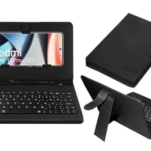 ACM Keyboard Case Compatible with Xiaomi Redmi Note 13 Pro Plus Mobile Flip Cover Stand Direct Plug & Play Device for Study & Gaming Black