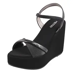 Metro Women's Black Fashion Sandals-7 UK (40 EU) (34-9307)