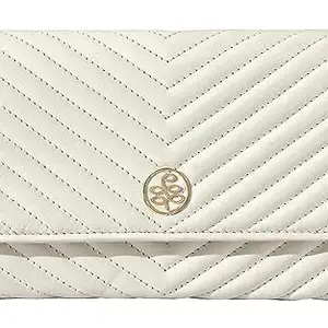 eske Medina - Two Fold Wallet - Genuine Quilted Leather - Ladies Purse - Holds Cards, Coins and Bills - Compact Design - Pockets for Everyday Use - Travel Friendly (Ivory Nappa)