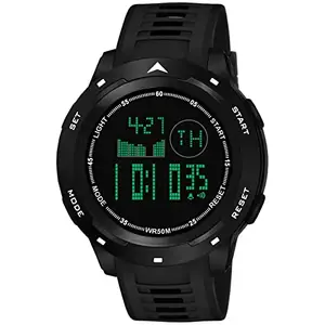 Shocknshop Silicone Led Digital Sports Alarm, Stopwatch, Count Down Multi Functional Watch For Men & Boys Large Face Electronics Military Watch (Black Dial), Black Band