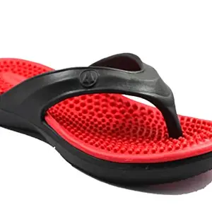 Aqualite Women's Flip-Flops (BLACK RED, numeric_4)