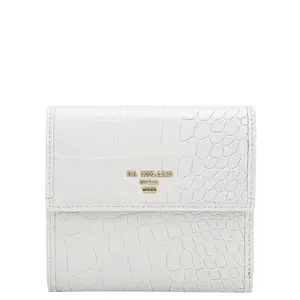 Da Milano Leather Mini Flap Wallet for Women - White (1126H)