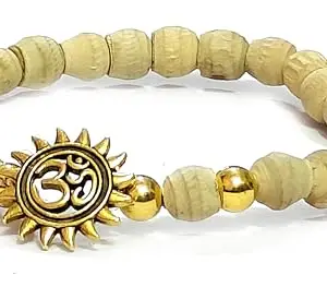 ASTROGHAR ॐ Aum Om Lucky Charm Tulsi Tulsa Ji Wooden Bead Protection And Peace Bracelet For Men And Women
