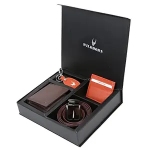 WildHorn Leather Men's Brown Wallet Combo