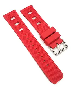 Ewatchaccessories 22mm Silicone Rubber Watch Band Strap Fits SEAMASTER PLANET Red Pin Buckle