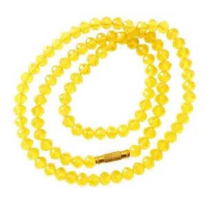 Yellow Handmade Beads Necklace Lightweight Jewelry Necklace with Sparkling Crystal Glass Beads Stylish Design Pack of 1