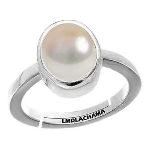 LMDLACHAMA LMDLACHAMA PRAJAPATIS 100% LAB - CERTIFIED Pearl Moti 12.25 Ratti 11.40 Carat Stone Astrological Silver Adjustable Ring for Men & Women