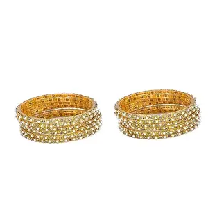 Somil Elegant Bridal & Wedding Party Fashion Bangle/Kada Set Radiate Glamour and Style, Gold, Glass, Pack Of 12 Model No- A14