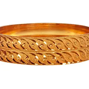 Shine Art Stylish Round Traditional Gold Plated Bangles for Women (Set of 2 pcs) (2.4)