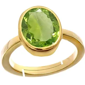 EVERYTHING GEMS Elegant Top Grade Natural 4.25 Ratti 3.35 Carat Earth Mined Astrology green peridot ring Gold Plated Adjustable Ring