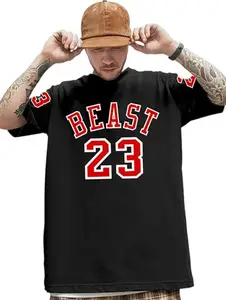 Benny Brooks Mens Oversized Black Beast Cotton Graphic Printed Half Sleeve t Shirt (XL)