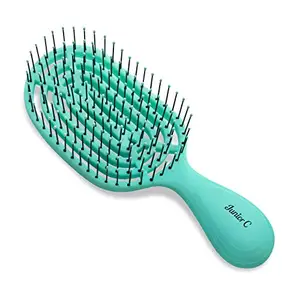 NuWay 4HAIR® U.S. Patented Detangler Hair Brush for Men, Women & Kids - Green | Hair Comb for Scalp Care - Fast Dry Venting Scheme - Special Formulated Bristles | JuniorC Detangling Brush