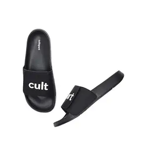 CULTSPORT Locomo Mens Slides | Stylish, Lightweight & Comfortable Sliders for Regular Use (Black, Size-6UK)