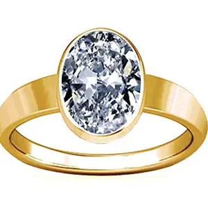 Ramneek Jewels 7.25-7.50 Ratti American Diamond Oval Zircon Gemstone Panchdhatu Plain Design Ring For Men & Women