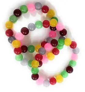 GIRLYZ ATTIRE 10mm Colorful Bead Bracelet Multicolour Stretchable Elastic Bracelets for Girls & Women Pack of - (2)