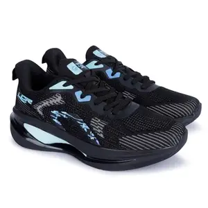 Lancer Mens PLATINUM-46BLK-AQUA Black Running Shoe, 9