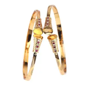 Shining Diva Fashion Set Of 2 Latest Traditional Design 18k Gold Plated Adjustable Bracelet Bangles for Women (Golden)(15245b)