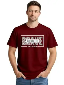ENCIGER Men’s Printed Cotton T-Shirt | Graphic Casual Tee Round Neck Half Sleeve | Trendy Regular Fit Summer Wear
