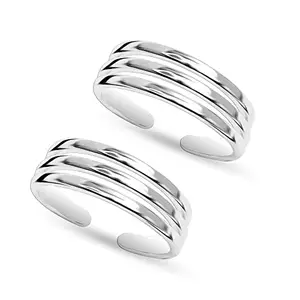 Amazon Brand - Anarva Women's Classic Three Liner Toe-Ring in 925 Sterling Silver BIS Hallmarked