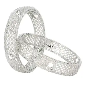 HERVERSE Silver Plated Royal Bangles for Women and Girls BL B P-010 2.8