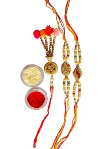 Multicolor Dora Rakhi Set with Roli & Chawal - Perfect for Brothers on Raksha Bandhan Festiva | Rakhi Set for Brother, Bhaiya, Bhabhi | combo pack of 3 with lumba