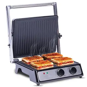 AGARO Grand 2000 Watts Super Jumbo Sandwich Maker with Non-Stick Grill Plates, 180° Flat Openable Plates, Temperature and Timer Knob, Big Size (Steel) price in India.