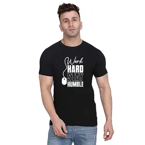 Men's Round Neck T-Shirt | Comfortable & Stylish Men's T-Shirt Idea for Gym, Sports, Casual Outings, or Lounge Wear - Small|2225 Black