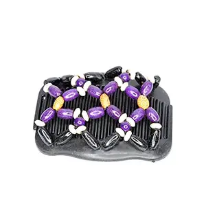 AASA Stretchable Elastic Combs Hair Clip Beaded Hair Combs Pearls Hair Clips Double Slides Hair Combs for Women and Girls Multicolor (Comb Clips-2)