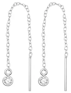 Via Mazzini 92.5-925 Sterling Silver Sui Dhaga Needle And Thread Round Dangle Earrings For Women and Girls (ER1512)