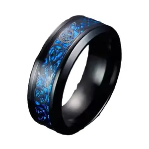 Men Valentine Smart Temperature Combo Ring Silver & Black (IR1769)