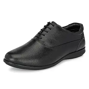 Auserio Men's Oxford Full Grain Leather Derby Lace Up Formal Shoes | Anti Skid Sole & Waxed Laces | Memory Foam Padded Insole | Shoes for Office & Parties | Black 10 UK (SSE 106)